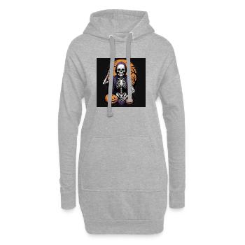 Skelett Kürbis Halloween Friedhof Mond Kostüm - Hoodie-Kleid - Grau meliert - Vorne