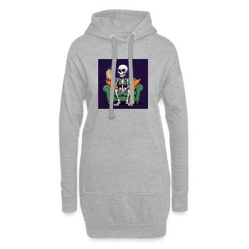 Squelette Coach Popcorn Halloween Cadeau Drôle - Sweat-shirt à capuche long Femme - gris chiné - Devant