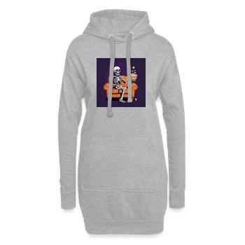 Squelette Coach Popcorn Halloween Cadeau Drôle - Sweat-shirt à capuche long Femme - gris chiné - Devant