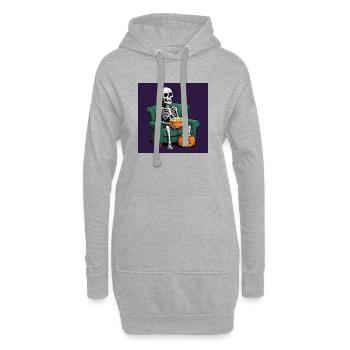 Squelette Coach Popcorn Halloween Cadeau Drôle - Sweat-shirt à capuche long Femme - gris chiné - Devant