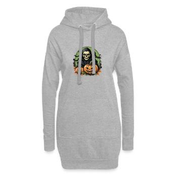 Squelette citrouille Halloween Costume Cadeau - Sweat-shirt à capuche long Femme - gris chiné - Devant