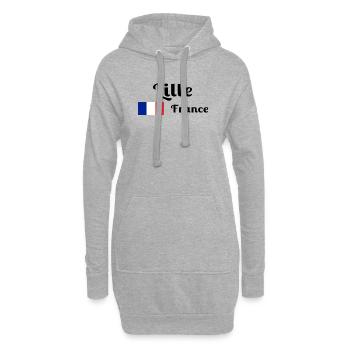 Lille France- Imprimés élégants - Sweat-shirt à capuche long Femme - gris chiné - Devant