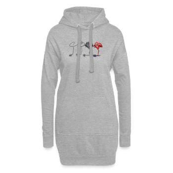 Rosa Flamingo in Fett, von WingsOnMyBrush - Hoodie-Kleid - Grau meliert - Vorne