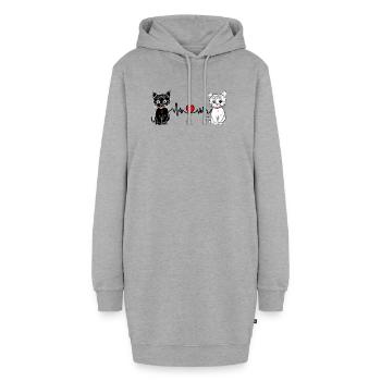 Herzschlag - Hoodie-Kleid - Grau meliert - Vorne