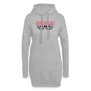 Lettrage sportif en contour rouge - Sweat-shirt à capuche long Femme - gris chiné - Devant