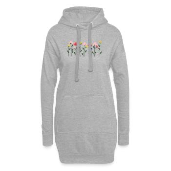 Herzblumen auf minimalem Schwarz - Hoodie-Kleid - Grau meliert - Vorne