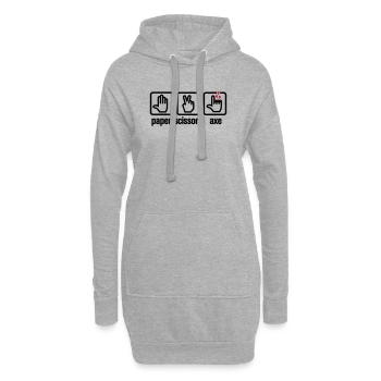 Papier - Ciseaux - hache - pierre - bûcheron - Sweat-shirt à capuche long Femme - gris chiné - Devant