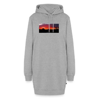 Sonnenuntergangs-Silhouette über Stadt - Hoodie-Kleid - Grau meliert - Vorne