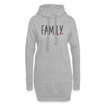 Family ❤️ – Liebevolles Textdesign - Hoodie-Kleid - Grau meliert - Vorne
