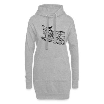 chat noir chat chaton doux cadeau de Noël - Sweat-shirt à capuche long Femme - gris chiné - Devant