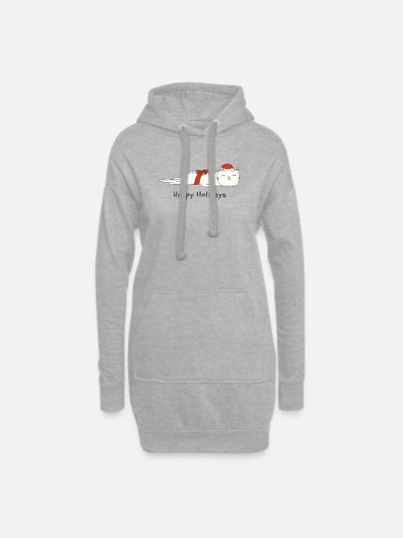 Funny cat Christmas - Hoodie Dress - heather grey