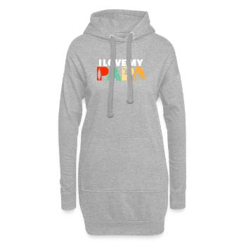J’adore mon papa qui fait du kayak, du canoë, des sports nautiques, grand-père. - Sweat-shirt à capuche long Femme - gris chiné - Devant