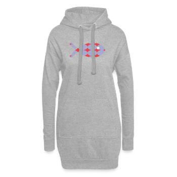 SARDINE. POISSON. POISSON D'AVRIL - Sweat-shirt à capuche long Femme - gris chiné - Devant