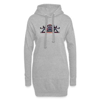 Dynamische, farbenfrohe Bowler in Aktion - Hoodie-Kleid - Grau meliert - Vorne