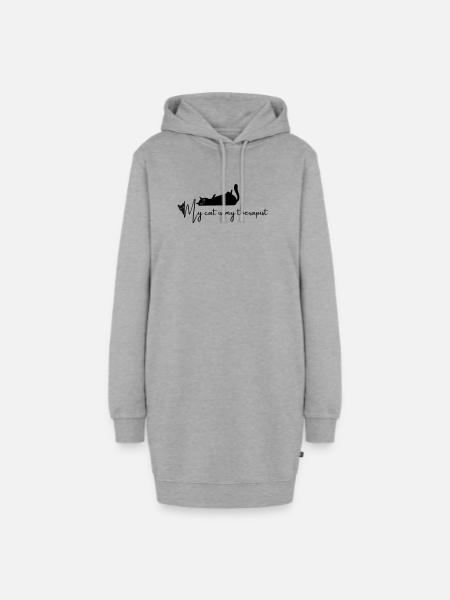Katze – Meine Katze ist meine Therapeutin – lustige Katze - Hoodie-Kleid - Grau meliert