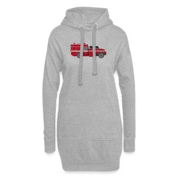 Camion de pompiers - Sweat-shirt à capuche long Femme - gris chiné - Devant