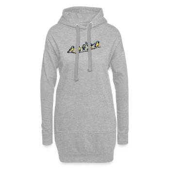 Blaumeisen-Schwarm auf Ast - Hoodie-Kleid - Grau meliert - Vorne