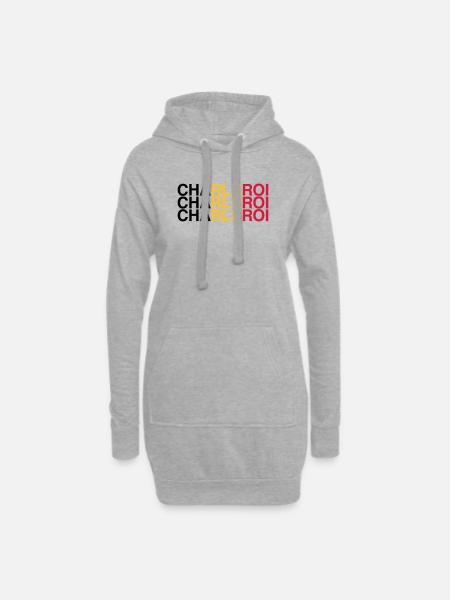 CHARLEROI Belgium Belgien Flagge - Hoodie-Kleid - Grau meliert