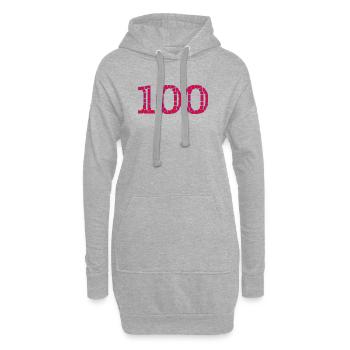 100. 100 ANS. 100e ANNIVERSAIRE. ANNIVERSAIRE 100 - Sweat-shirt à capuche long Femme - gris chiné - Devant