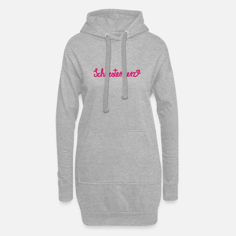 Schwesterherz - Geschenk mit Herz - Hoodie-Kleid - Grau meliert