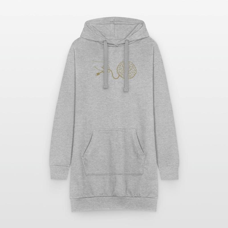Brain Head Cable Connector Artificial Intelligence Hoodie Dress