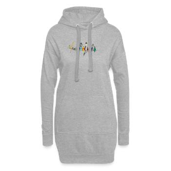 Des oiseaux colorés en laisse - Sweat-shirt à capuche long Femme - gris chiné - Devant
