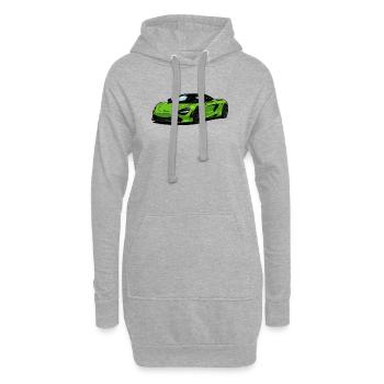 Limettengrünes Supercar–Illust - Hoodie-Kleid - Grau meliert - Vorne