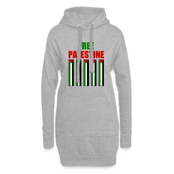 Free palestine - Sweat-shirt à capuche long Femme - gris chiné - Devant