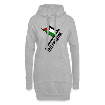 Free palestine - Sweat-shirt à capuche long Femme - gris chiné - Devant