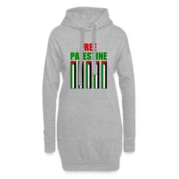 Free palestine - Sweat-shirt à capuche long Femme - gris chiné - Devant