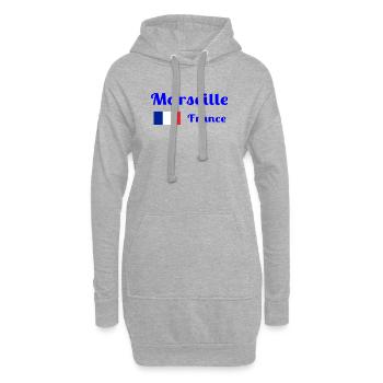 Marseille, France- Imprimés élégants - Sweat-shirt à capuche long Femme - gris chiné - Devant