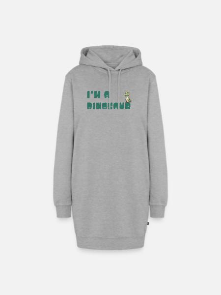 Ich bin ein Dinosaurier – verspielt Typo-Design - Hoodie-Kleid - Grau meliert