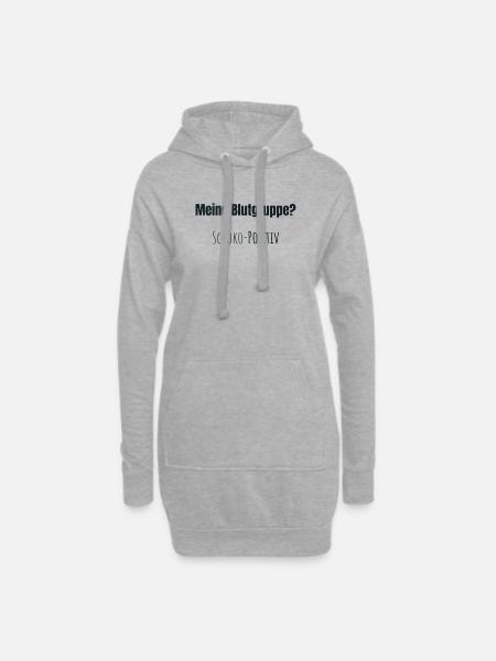 Blutgruppe: Schoko positiv - Hoodie-Kleid - Grau meliert