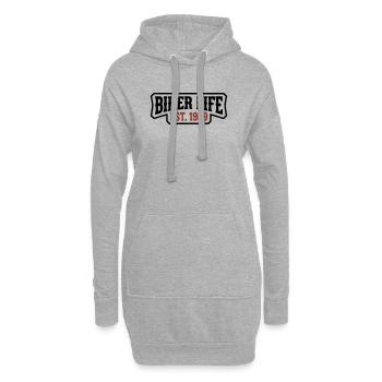 Logo de lettrage Biker Life - Sweat-shirt à capuche long Femme - gris chiné - Devant