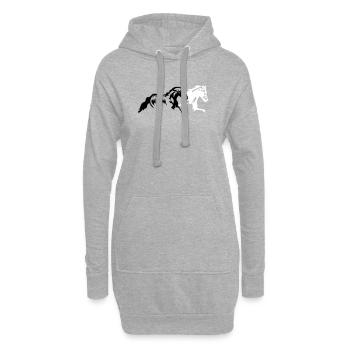 Chevaux Etalon Jument Poulain - Sweat-shirt à capuche long Femme - gris chiné - Devant