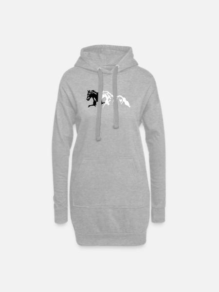 Chevaux étalon - jument - poulain - Sweat-shirt à capuche long Femme - gris chiné