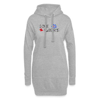 Natur, Schmetterling, Love - Hoodie-Kleid - Grau meliert - Vorne