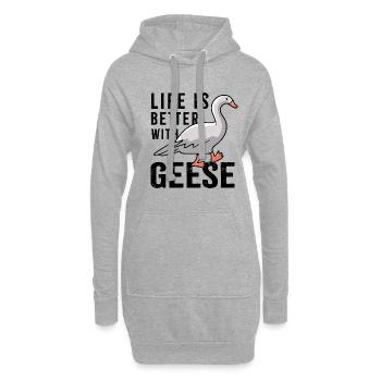La vie avec les oies, la nature, oiseau, oie - Sweat-shirt à capuche long Femme - gris chiné - Devant