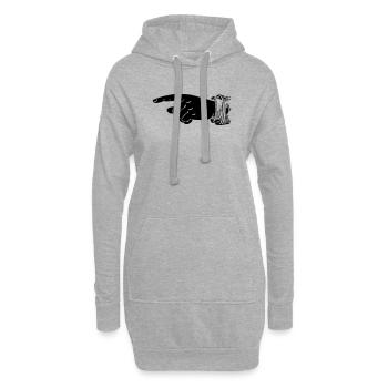 Main - Doigt pointé - Sweat-shirt à capuche long Femme - gris chiné - Devant