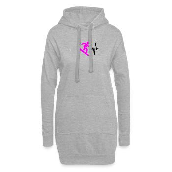 SNOWBOARDEUR BATTEMENT DE CŒUR ROSE, SPORTS D’HIVER - Sweat-shirt à capuche long Femme - gris chiné - Devant