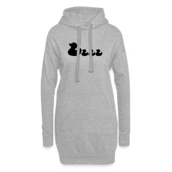 Mutter Ente & Entlein – Lustiges Entenmotiv - Hoodie-Kleid - Grau meliert - Vorne