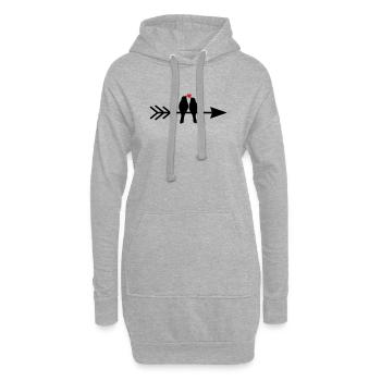Bird Birds Heart Couple on Arrow Gift Love - Hoodie Dress - heather grey - Front