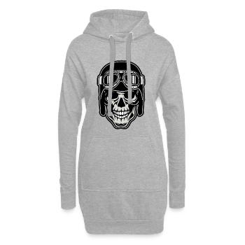 Skull Biker Retro - Sweat-shirt à capuche long Femme - gris chiné - Devant