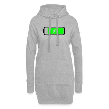 Batterie lädt - Hoodie-Kleid - Grau meliert - Vorne