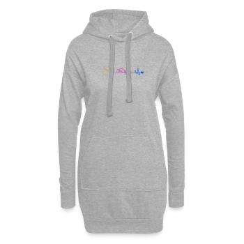 Fahrrad-Herzschlag im Regenbogen - Hoodie-Kleid - Grau meliert - Vorne