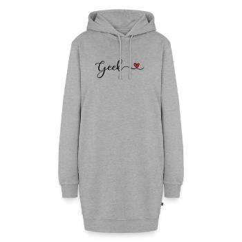 Geek - Hoodie-Kleid - Grau meliert - Vorne - AI Model Female 172 light (172cm)