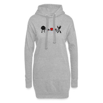 Fréquence cardiaque pour cuisine barbecue - Sweat-shirt à capuche long Femme - gris chiné - Devant