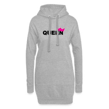 Queen Typo mit Krone / 2 Farben - Hoodie-Kleid - Grau meliert - Vorne