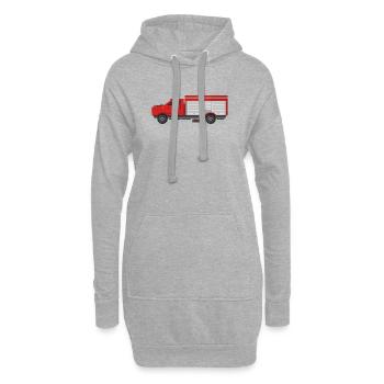 Camion de pompiers - Sweat-shirt à capuche long Femme - gris chiné - Devant