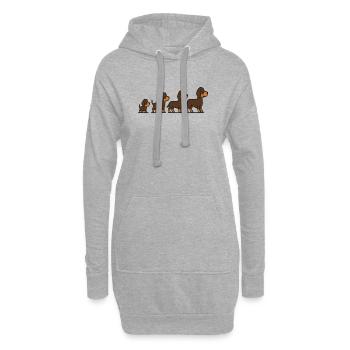 Étapes de croissance du chien : illustration du chiot à l’adulte - Sweat-shirt à capuche long Femme - gris chiné - Devant